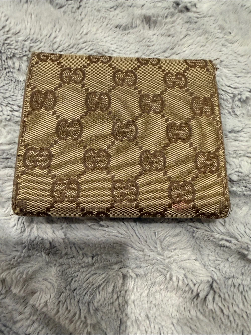 Gucci Beige and Brown Eclipse GG Canvas Snap Wallet with Silver-Tone Closure